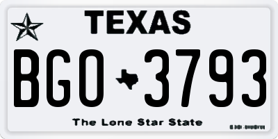 TX license plate BGO3793