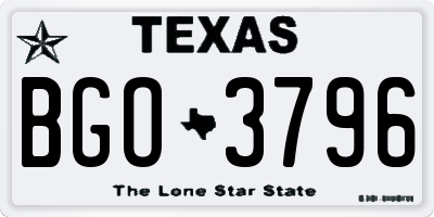 TX license plate BGO3796