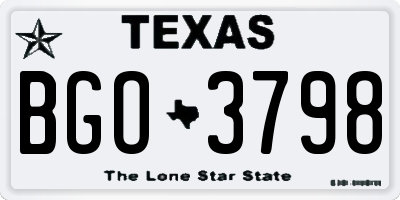 TX license plate BGO3798