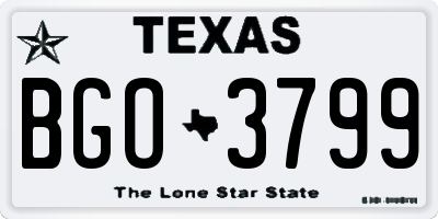 TX license plate BGO3799