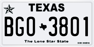 TX license plate BGO3801
