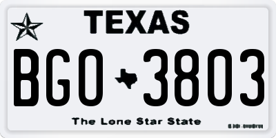 TX license plate BGO3803