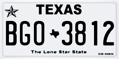 TX license plate BGO3812