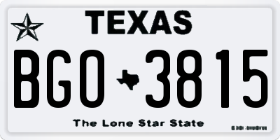 TX license plate BGO3815