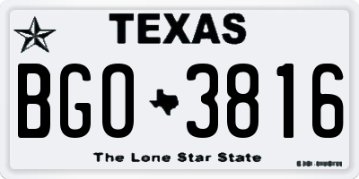 TX license plate BGO3816