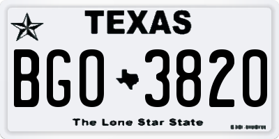 TX license plate BGO3820