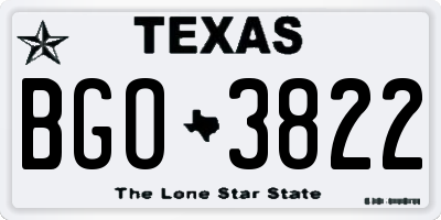 TX license plate BGO3822
