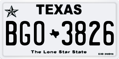 TX license plate BGO3826