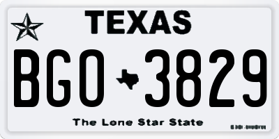 TX license plate BGO3829