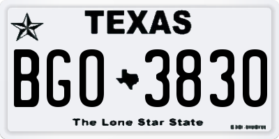TX license plate BGO3830