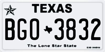 TX license plate BGO3832