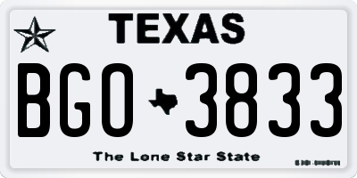 TX license plate BGO3833