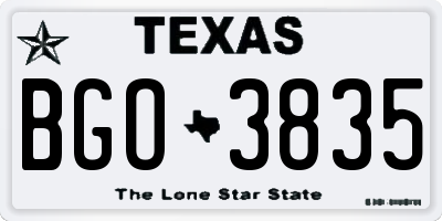 TX license plate BGO3835
