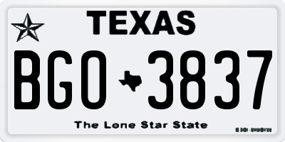 TX license plate BGO3837