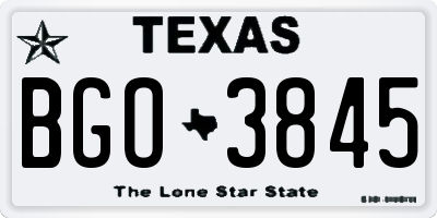 TX license plate BGO3845