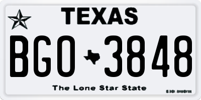 TX license plate BGO3848