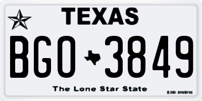 TX license plate BGO3849