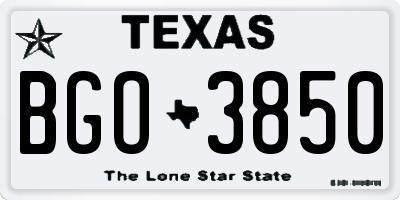 TX license plate BGO3850