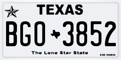 TX license plate BGO3852