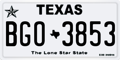 TX license plate BGO3853