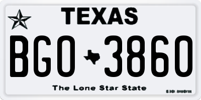 TX license plate BGO3860