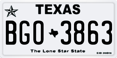 TX license plate BGO3863