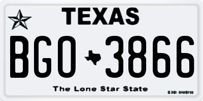 TX license plate BGO3866
