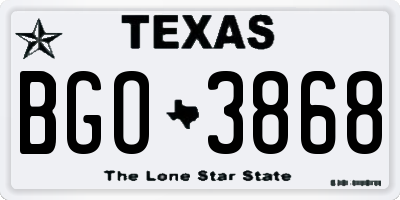 TX license plate BGO3868