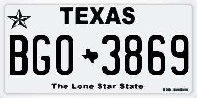 TX license plate BGO3869