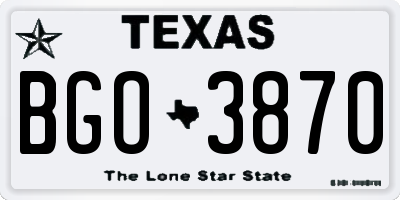 TX license plate BGO3870