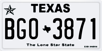 TX license plate BGO3871