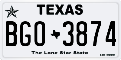 TX license plate BGO3874