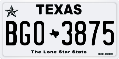 TX license plate BGO3875
