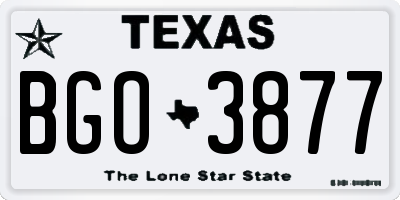 TX license plate BGO3877