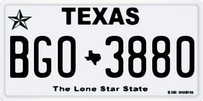 TX license plate BGO3880