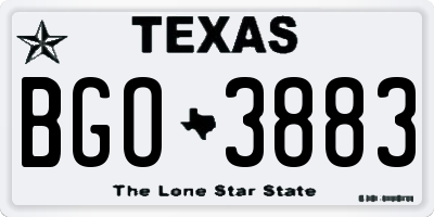 TX license plate BGO3883