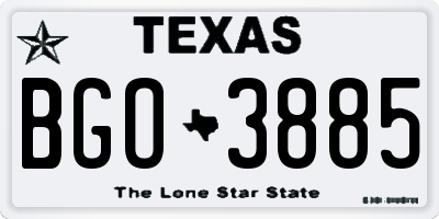 TX license plate BGO3885