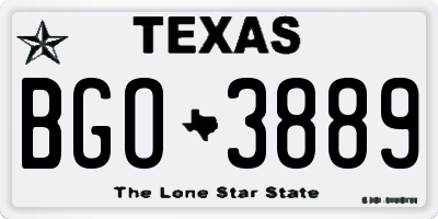 TX license plate BGO3889