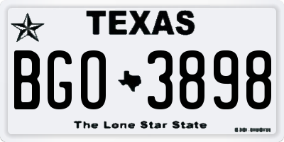 TX license plate BGO3898