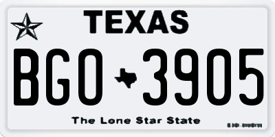 TX license plate BGO3905