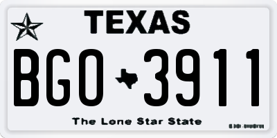 TX license plate BGO3911