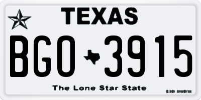 TX license plate BGO3915