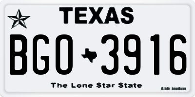 TX license plate BGO3916