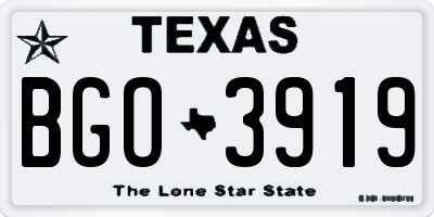 TX license plate BGO3919