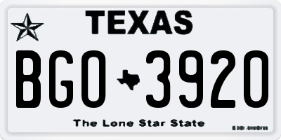 TX license plate BGO3920