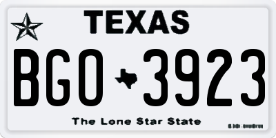 TX license plate BGO3923