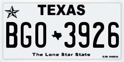 TX license plate BGO3926