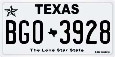 TX license plate BGO3928