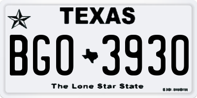 TX license plate BGO3930