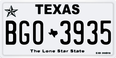 TX license plate BGO3935